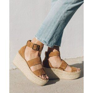 Soludos Palma Platform Wedge Open Toe   Sandal Brown Size 10